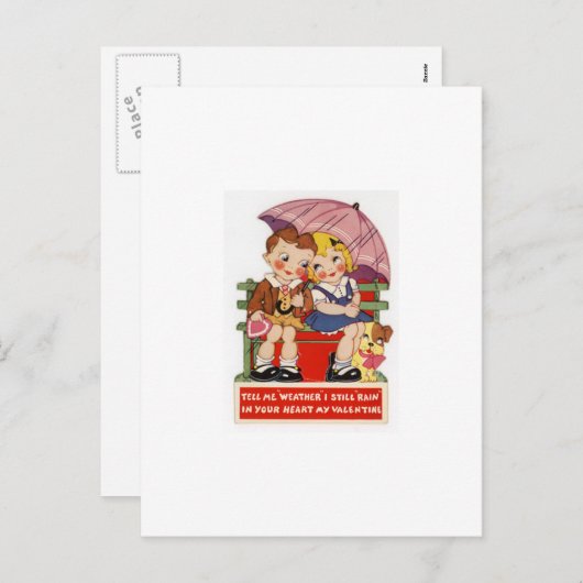 ヴィンテージのバレンタインデーカード シーズンポストカード (正面/裏面)