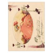 ヴィンテージのバレンタインメッセージのピンクの服 テーブルクロス (正面)