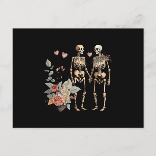 ヴィンテージのバレンタイン骨格 ポストカード (正面)