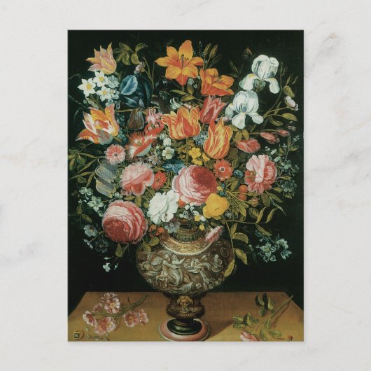 ヴィンテージのバロック風静かな花瓶に花が ポストカード (正面)