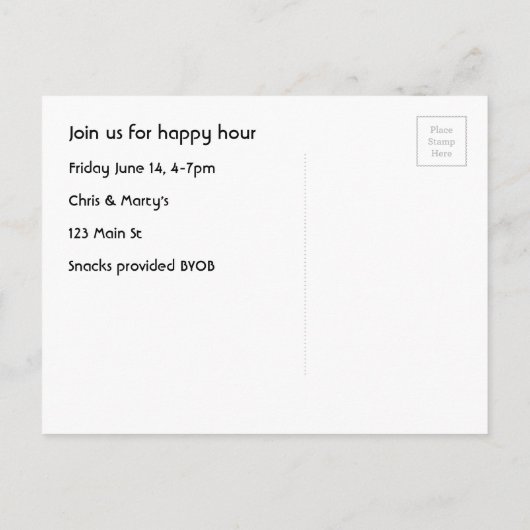 ヴィンテージのバーの写真が付いている楽しい時間の招待 インビテーションポストカード (裏面)