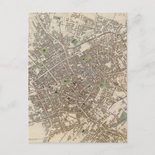 ヴィンテージのバーミンガム・イングランドの地図(1839年) ポストカード (正面)
