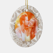 ヴィンテージのバーラップおよびレースのオーナメント セラミックオーナメント (右)