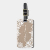ヴィンテージのバーラップおよびレースの荷物のラベル ラゲッジタグ (正面縦)