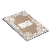 ヴィンテージのバーラップおよびレースジャーナル ノートブック (右側)