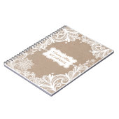 ヴィンテージのバーラップおよびレースジャーナル ノートブック (左側)