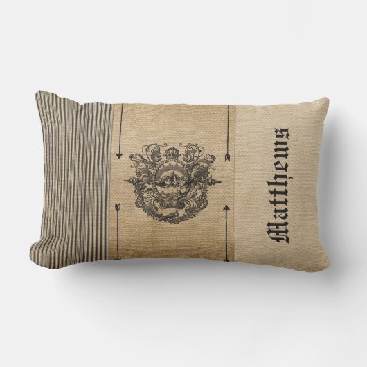 ヴィンテージのバーラップのスタイリッシュなパーソナライズ ランバークッション (正面)
