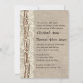 ヴィンテージのバーラップのレースは結婚式招待状を真珠で飾ります 招待状 (正面)