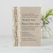 ヴィンテージのバーラップのレースは結婚式招待状を真珠で飾ります 招待状 (スタンド正面)