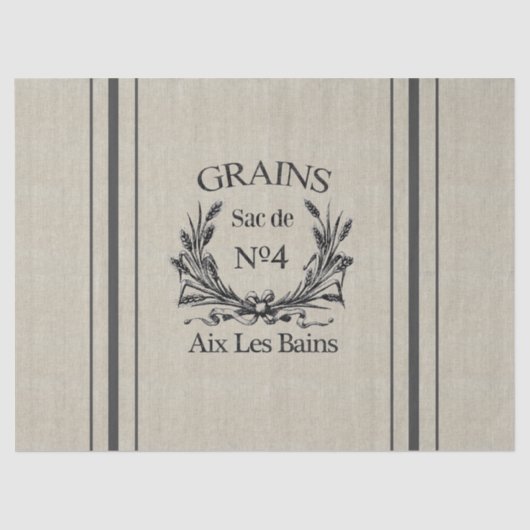 ヴィンテージのバーラップの穀物袋ティッシュペーパー 薄葉紙 (正面)