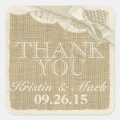 ヴィンテージのバーラップレースとアイボリーの弓 スクエアシール (正面)