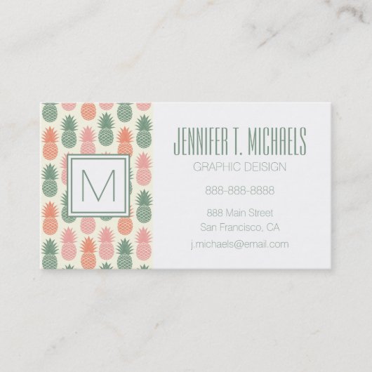 ヴィンテージのパイナップルパターン2 名刺 (正面)
