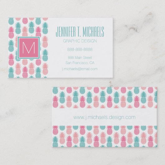 ヴィンテージのパイナップルパターン|モノグラム 名刺 (正面/裏面)