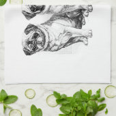 ヴィンテージのパグのイラストレーション キッチンタオル (折り畳み)