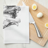 ヴィンテージのパグのイラストレーション キッチンタオル (四つ折り)