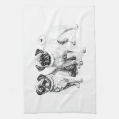 ヴィンテージのパグのイラストレーション キッチンタオル (縦)