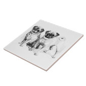 ヴィンテージのパグのイラストレーション タイル (側面)