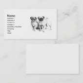 ヴィンテージのパグのイラストレーション 名刺 (正面/裏面)