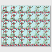 ヴィンテージのパステル調の休日のロボット男の子、木、及びギフト ラッピングペーパー (フラット)