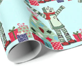 ヴィンテージのパステル調の休日のロボット男の子、木、及びギフト ラッピングペーパー (ロールコーナー)