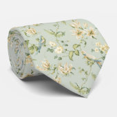 ヴィンテージのパステル調の白い花の青の鳥のタイ1 ネクタイ (ロール)