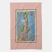 ヴィンテージのパステル調のWashington D.C.の桜 キッチンタオル (縦)