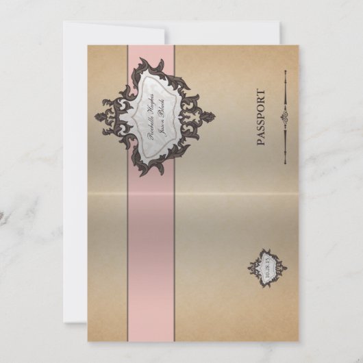 ヴィンテージのパスポートの招待状 招待状 (裏面)