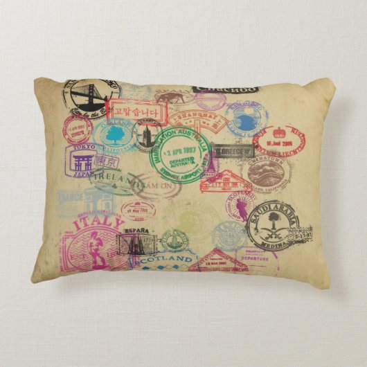 ヴィンテージのパスポートはアクセントの枕を押します アクセントクッション (裏面)