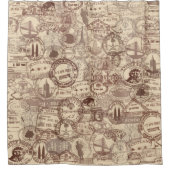 ヴィンテージのパスポートはシャワー・カーテンを押します シャワーカーテン (正面)