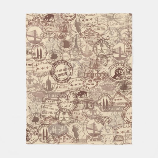 ヴィンテージのパスポートはフリースブランケットを押します フリースブランケット (正面)