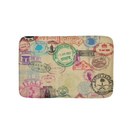 ヴィンテージのパスポートは小さいバス・マットを押します バスマット (正面)