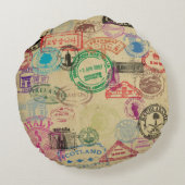 ヴィンテージのパスポートは装飾用クッション(16")のあたりで押します ラウンドクッション (裏面)