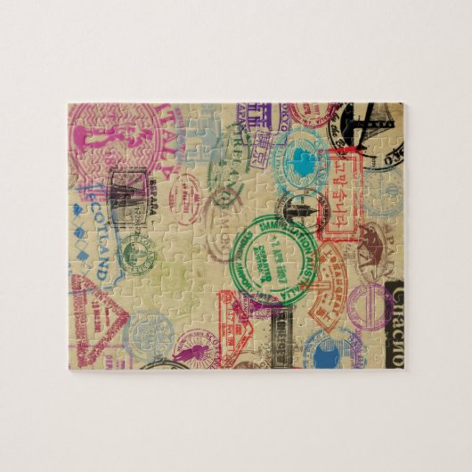 ヴィンテージのパスポートは8x10写真のパズルを押します ジグソーパズル (横)