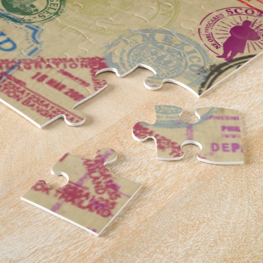 ヴィンテージのパスポートは8x10写真のパズルを押します ジグソーパズル (側面)