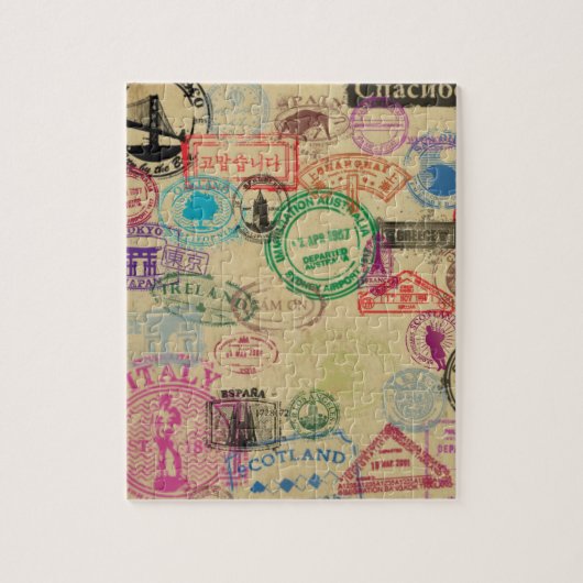 ヴィンテージのパスポートは8x10写真のパズルを押します ジグソーパズル (縦)