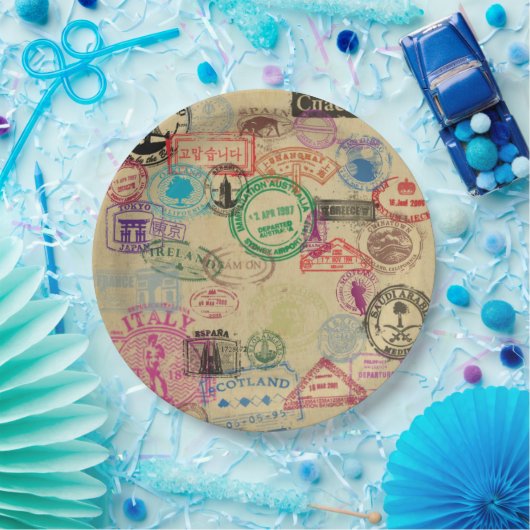 ヴィンテージのパスポートは9"押します紙皿を ペーパープレート (パーティー)