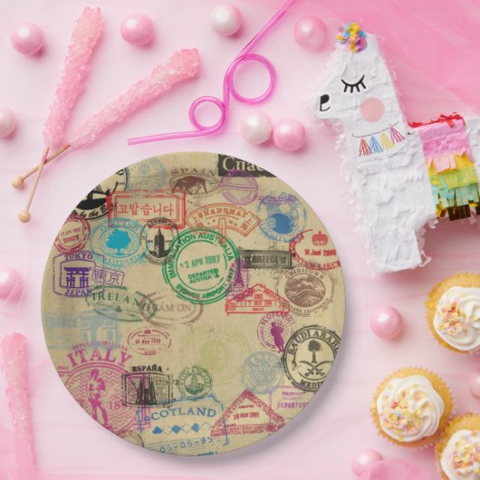 ヴィンテージのパスポートは9"押します紙皿を ペーパープレート (パーティー)