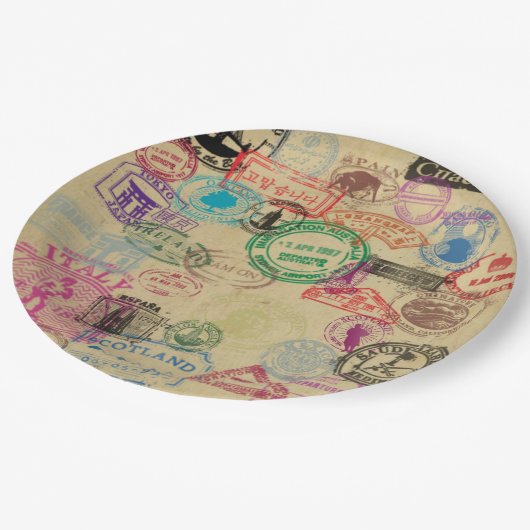 ヴィンテージのパスポートは9"押します紙皿を ペーパープレート (アングル)