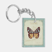 ヴィンテージのパターン（の模様が）あるな蝶 キーホルダー (正面左)