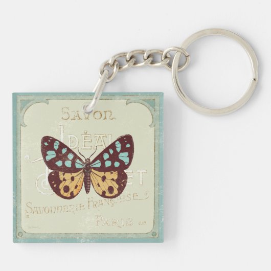 ヴィンテージのパターン（の模様が）あるな蝶 キーホルダー (裏面)
