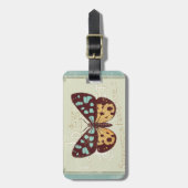 ヴィンテージのパターン（の模様が）あるな蝶 ラゲッジタグ (正面縦)