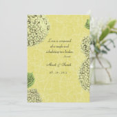 ヴィンテージのパチパチ鳴る音のアジサイの結婚式招待状 招待状 (スタンド正面)