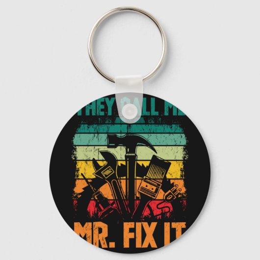 ヴィンテージのパパ彼らは私をミスター・フィックスと呼ぶ キーホルダー (正面)