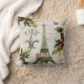 ヴィンテージのパリのクリスマスのエッフェル塔の枕 クッション (ブランケット)