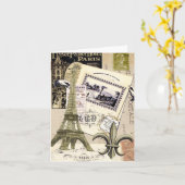 ヴィンテージのパリのコラージュの… notecard カード (黄色い花)