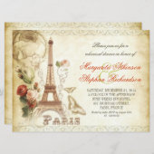 ヴィンテージのパリのシックなリハーサルの夕食の招待状 招待状 (正面/裏面)