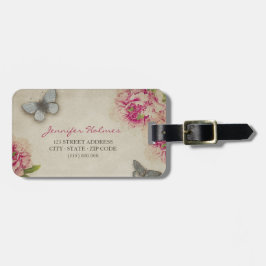 ヴィンテージのパリのシャクヤクのパーソナライズなラベル ラゲッジタグ