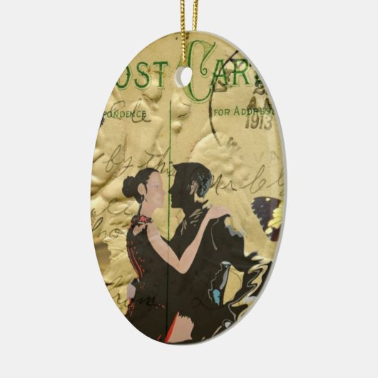 ヴィンテージのパリのタンゴの郵便はがき セラミックオーナメント (左)