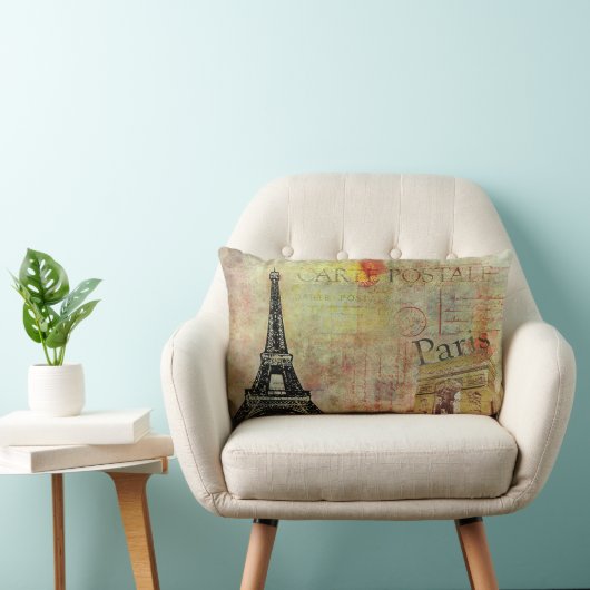 ヴィンテージのパリのテーマの腰神経の枕献立表Postale ランバークッション (椅子)