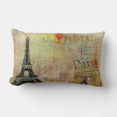 ヴィンテージのパリのテーマの腰神経の枕献立表Postale ランバークッション (正面)